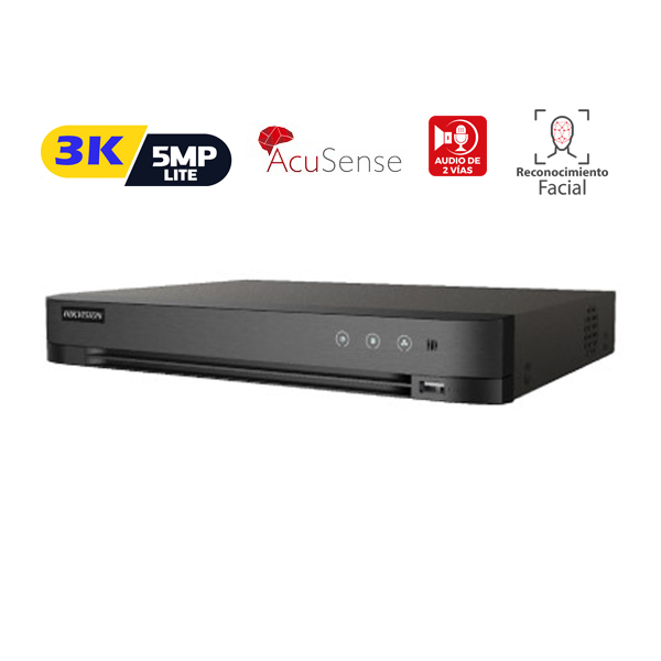 Hikvision IDS-7232HQHI-M2/XT DVR 32 Canales TurboHD + 8 Canales IP / 5 Megapixel Lite - 3K Lite / Acusense / Reconocimiento Facial / Audio / 2 Bahías de Disco Duro /  Salida de Video en Full HD