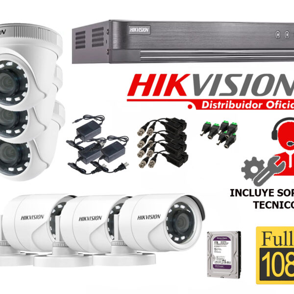 Kit de 6 Camaras Full Hd Hikvision 7208_kit6