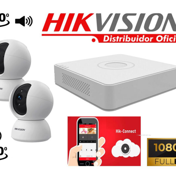 Kit  2 Cámaras IP WIFI Hikvision  2 Megapixeles Wifi con Audio y Bocina  360 grados