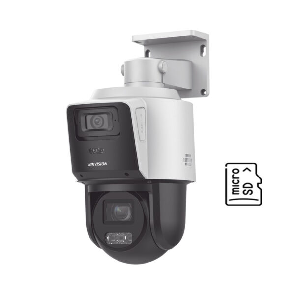 Hikvision DS-2SE3C204MWG-E/12 Mini PTZ IP TandemVu Doble Lente 2 Megapixel con Cámara Panoramica 2 Megapixel / 4X Zoom / Dual Light / Audio/ACUSENSE / DARKFIGHTER / Micro SD