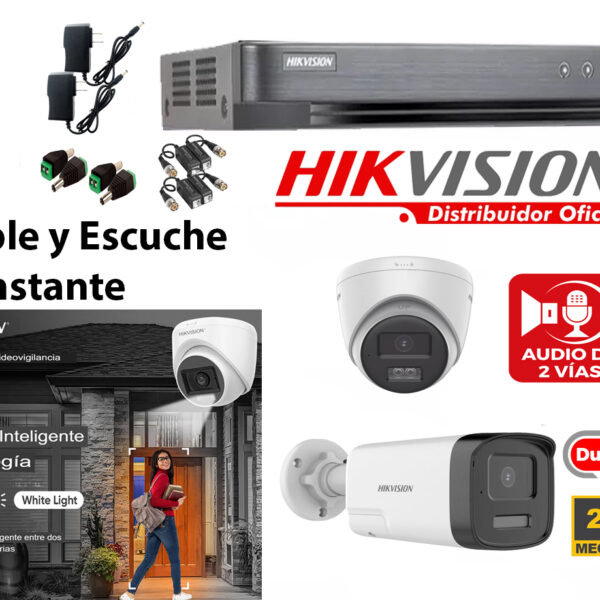 Kit de 2 Cámaras Full hd con Audio /Parlante / ColorVu Hikvision 7204q_kit2_audiobi