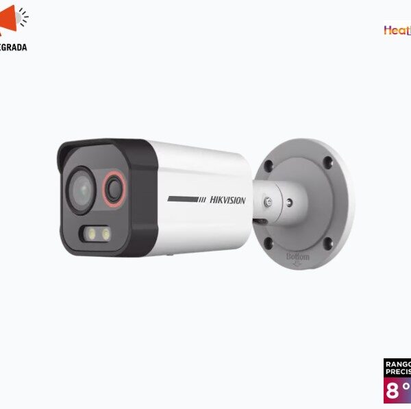 Hikvision DS-2TD2608-1/QA/FP Camara Bala IP 4Mpx Dual / Térmica 1.3 mm (96 x 72) / Detección de Excepciones de Temperatura 30 mts /30 mts Luz Blanca / Exterior IP67 / PoE / Sirena y Luz Intermitente Integrada / Micro SD / ColorVu y ACUSENSE