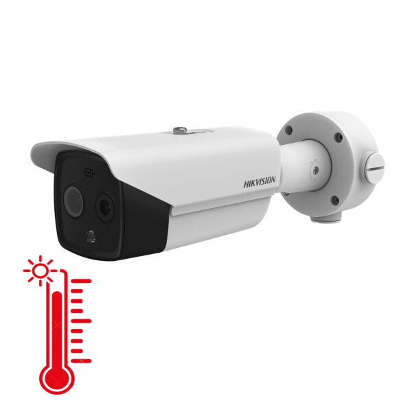 Hikvision DS-2TD2617-10/QA Camara Bala IP Dual / Térmica 9.7 mm / 4 Mpx / Detección de Personas 285 Mts / 40 mts IR / Exterior IP67 / PoE / Termométrica / Detección de Temperatura (Fuego) / Sirena y Luz / Micro SD 32 GB In