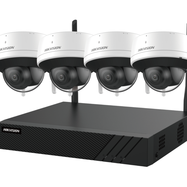 Kit 4 Cámaras Domo interior IP WIFI  Hikvision NK844WDH 4 Megapixeles con Audio  NVR 8 canales