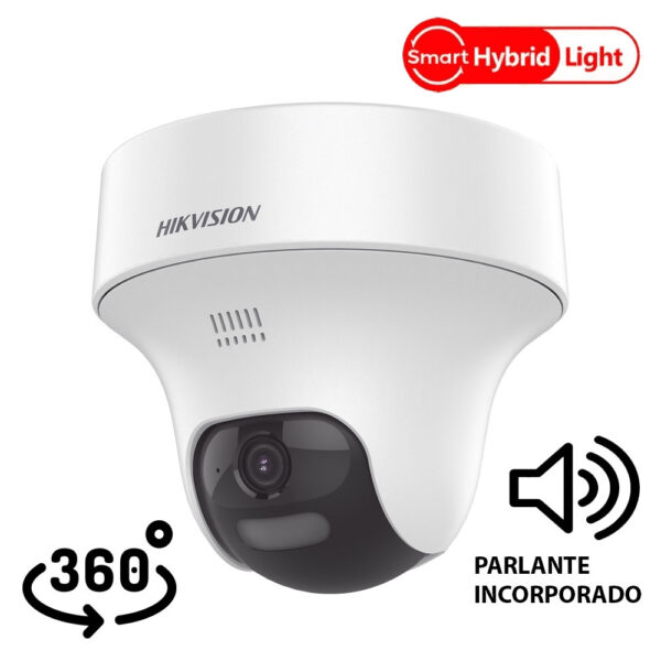 Hikvision DS-2CE70K0T-PTLXTS Cámara Domo PT 5 Megapíxeles Smart Hybrid Light  con Audio y Sirena / Gira 360 grados