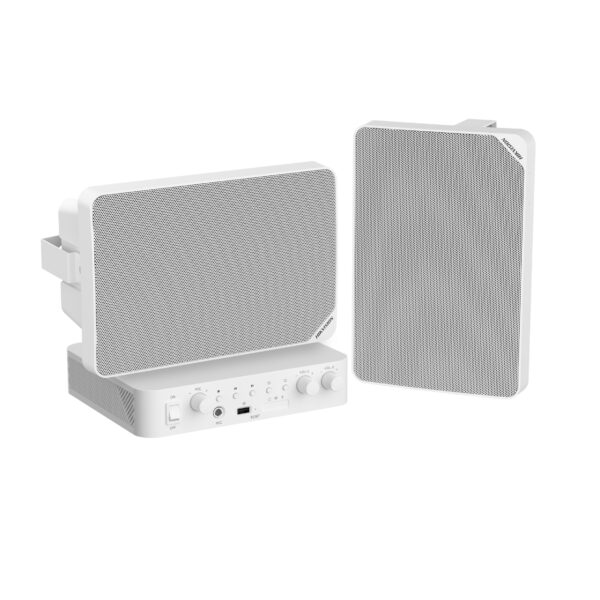 Hikvision DS-QAE0KA60120-2 Kit Audio Analogico con amplificador de 60 Watts y 2  altavoces de 20 Watts