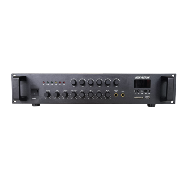 Hikvision DS-QAE0A120G1-VB6  Amplificador de Audio Analogo/ Bluetooth / 120 W / 6 Zonas con Control de Volumen Independiente / Montaje en Rack / Voceo y Musica Ambiental