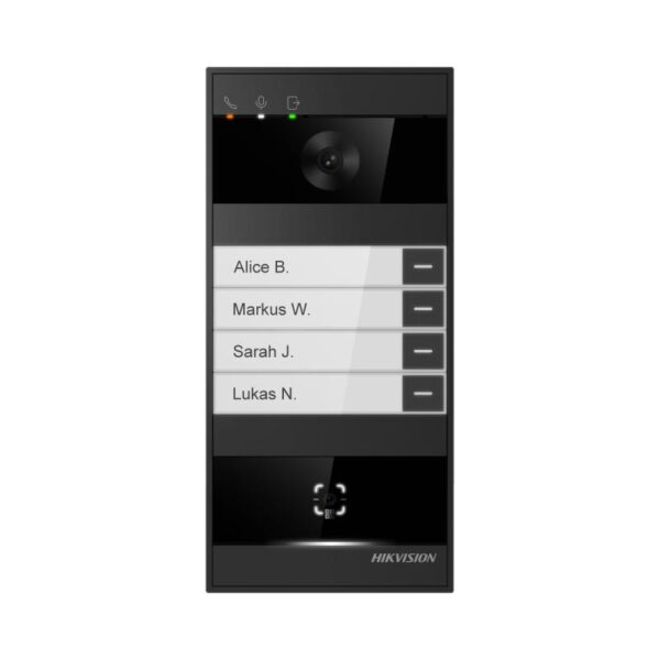Camara Video Portero IP  4 Botones Para Edificios   180 Grados / Reconocimineto Facial / Tarjeta / Wifi / Bluetooth HIKVISION DS-KV8114T-KWQE1